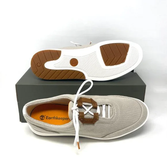 Timberland Truecloud EK Leather Fabric OX White Tan Knit Men's TB 0A28FN F48 - Picture 4 of 11